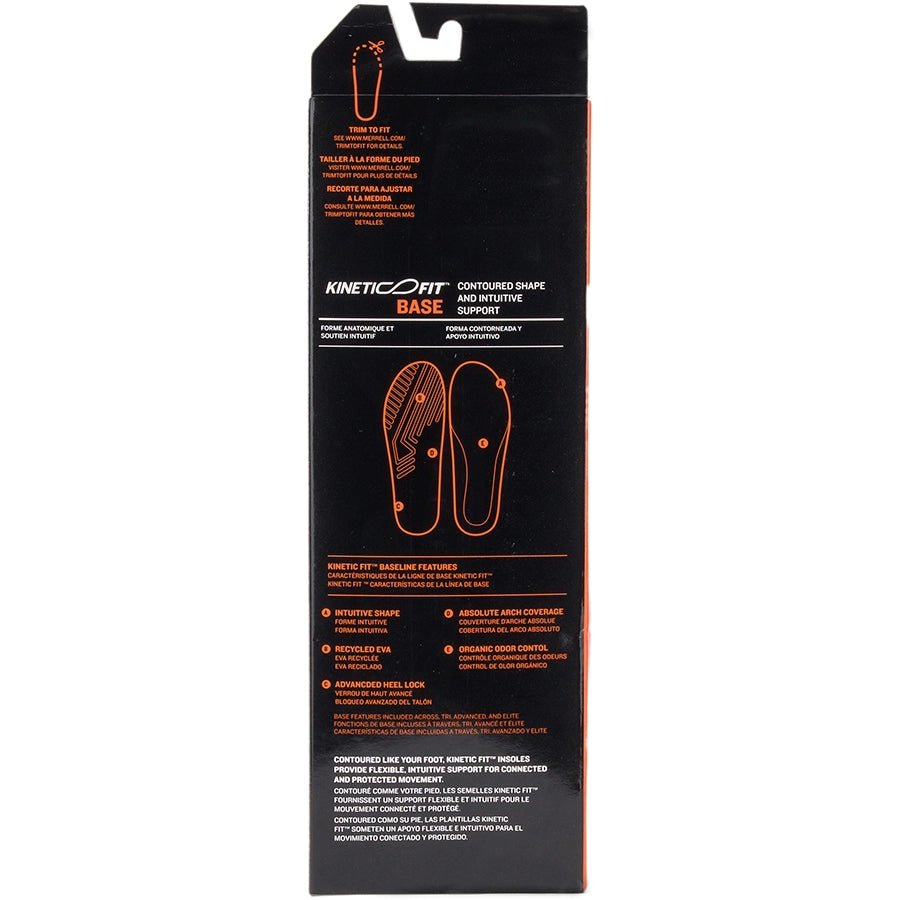 Merrell Kinetic Fit Base Memory/Recovery Footbed Packaging Back