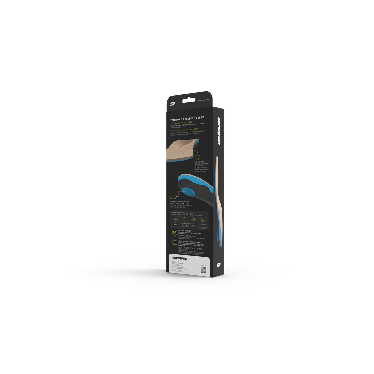 Superfeet Everyday Pressure Relief Insoles — Packaging Back Left