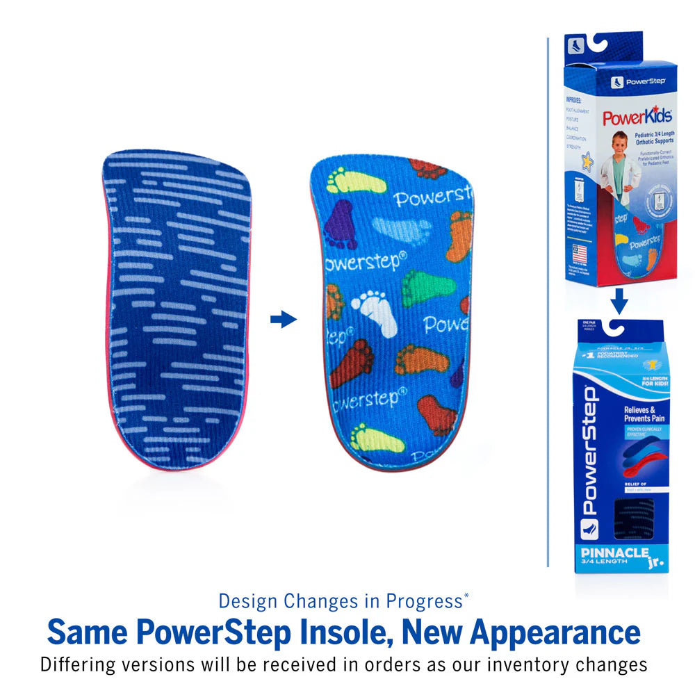 PowerStep Pinnacle Junior 3/4-Length Insoles old styler to new style