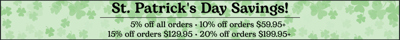 St. Patrick's Day Banner — Text on Green Clover Background