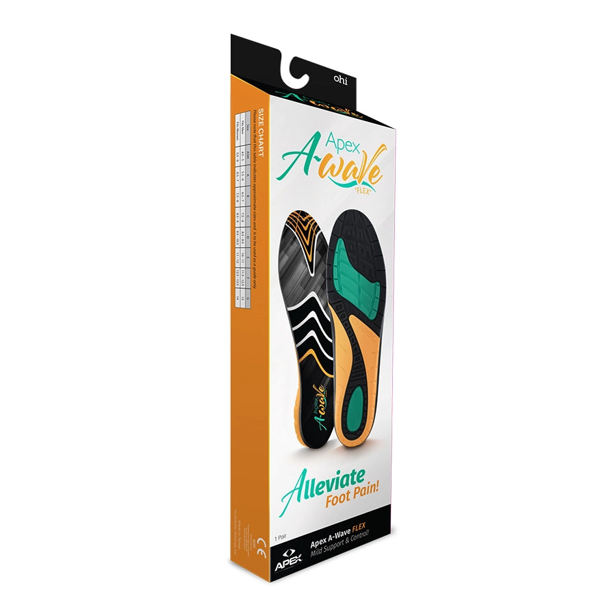 Apex A-Wave Flex Orthotic Support Insoles Packaging