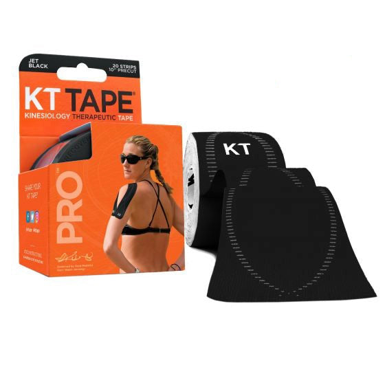 KT TAPE PRO Kinesiology Tape - 20 Precut 10" Strips Black