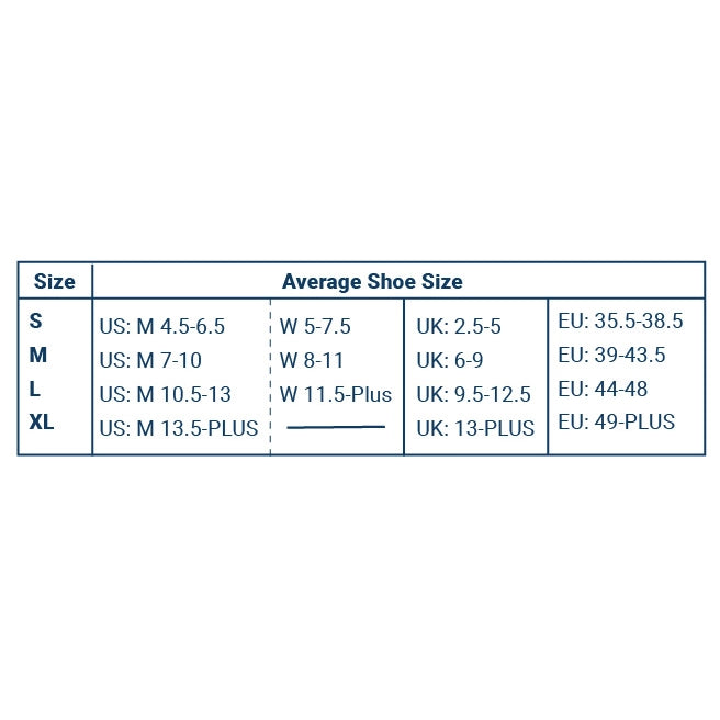 Socks sizing chart