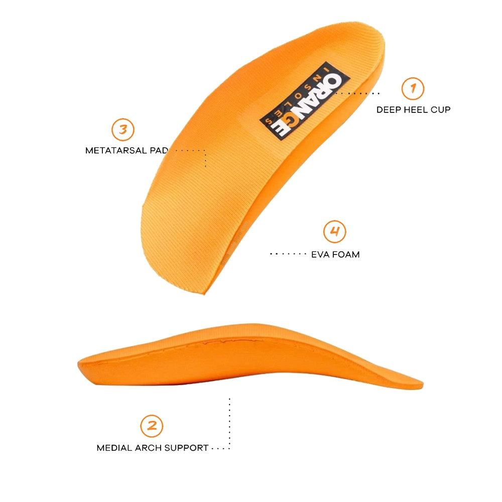 Orange Light Insoles - 3/4-Length features