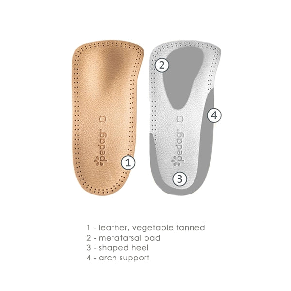 Pedag Relax 3/4 Leather Insoles features