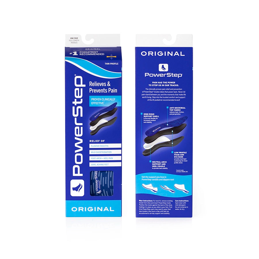 PowerStep Original Orthotic Insoles Packaging Front and Back