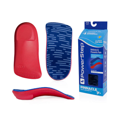 PowerStep Pinnacle Junior 3/4-Length Insoles and packaging