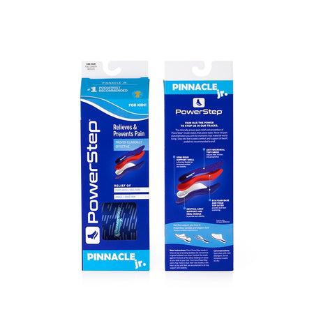 PowerStep Pinnacle Junior Full-Length Insoles packagings front and back