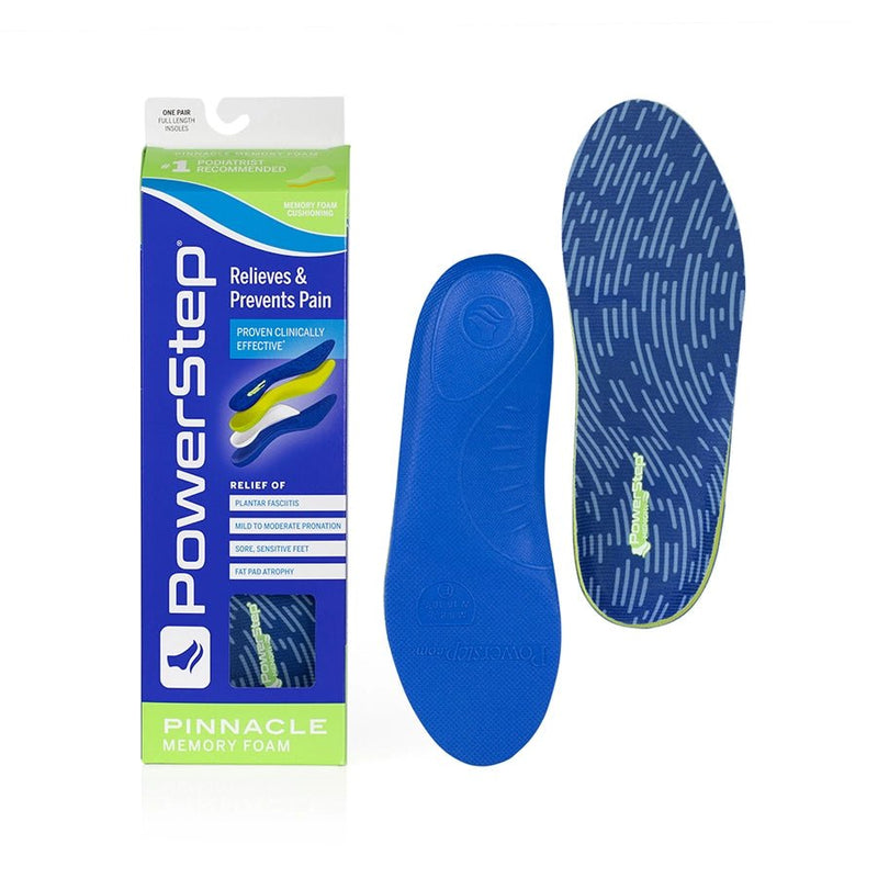 PowerStep Pinnacle Memory Foam Insoles with packaging