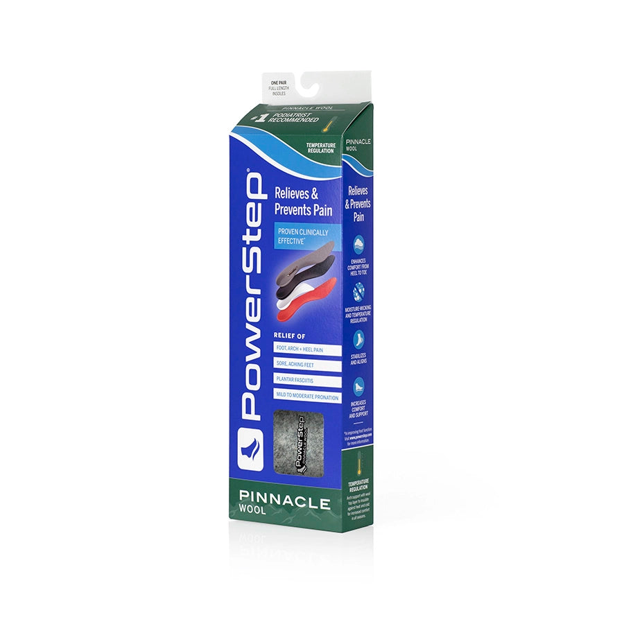 PowerStep Pinnacle Wool Insoles angled packaging