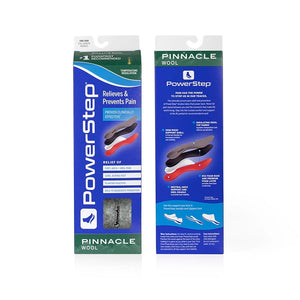 PowerStep Pinnacle Wool Insoles packaging front and back