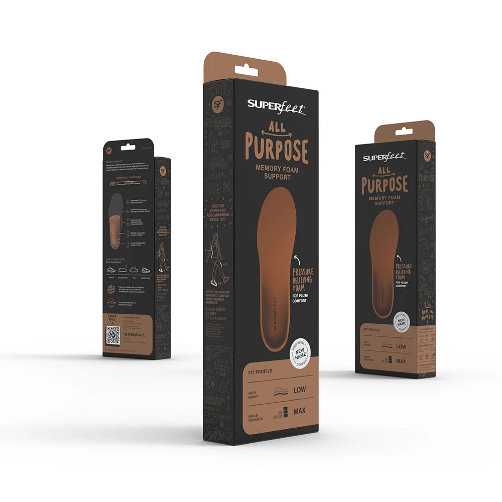 Superfeet Copper All-Purpose Memory Foam Support Insoles packaging