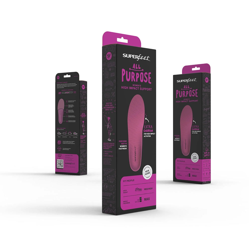 Superfeet Berry All-Purpose Women’s High Impact Support Insoles packaging