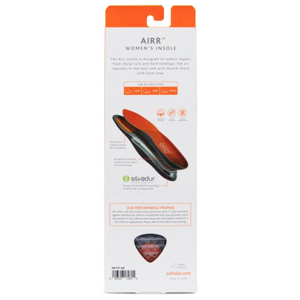 Sof Sole Airr Performance Insoles packaging back