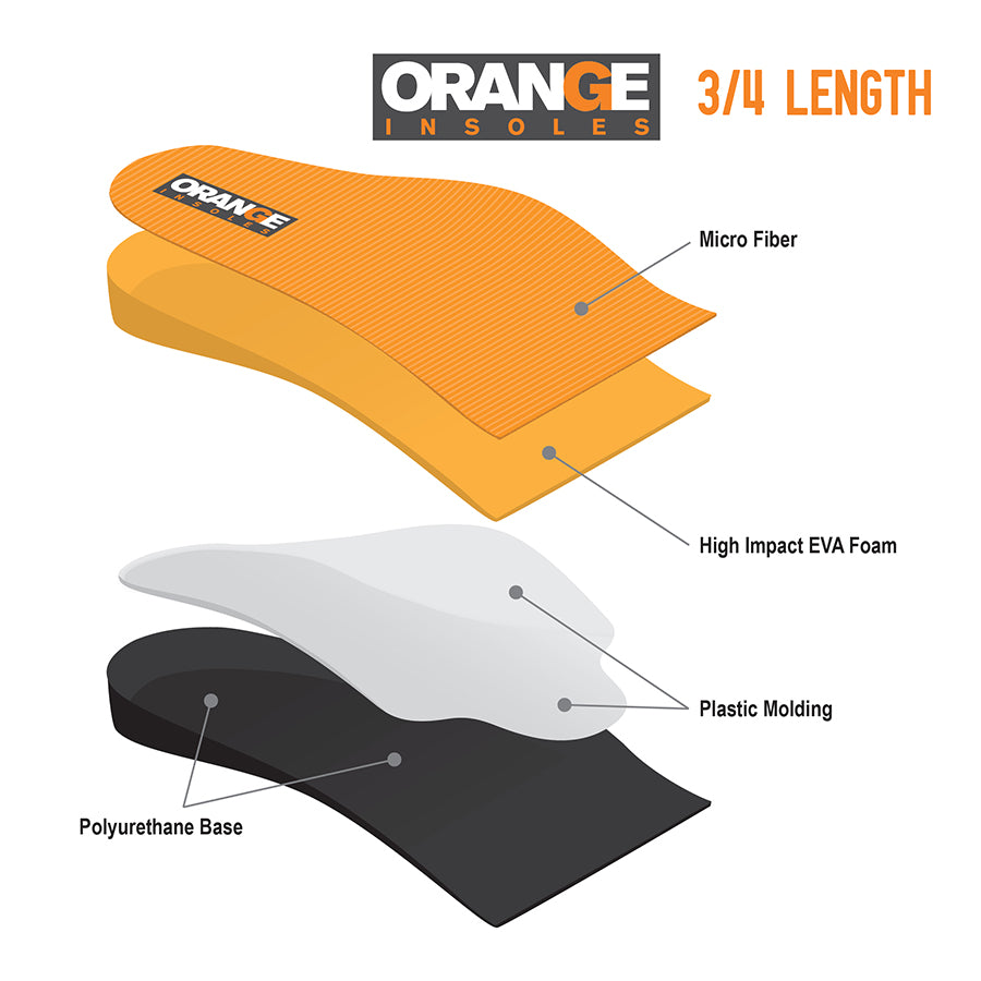 Orange Insoles - 3/4-Length