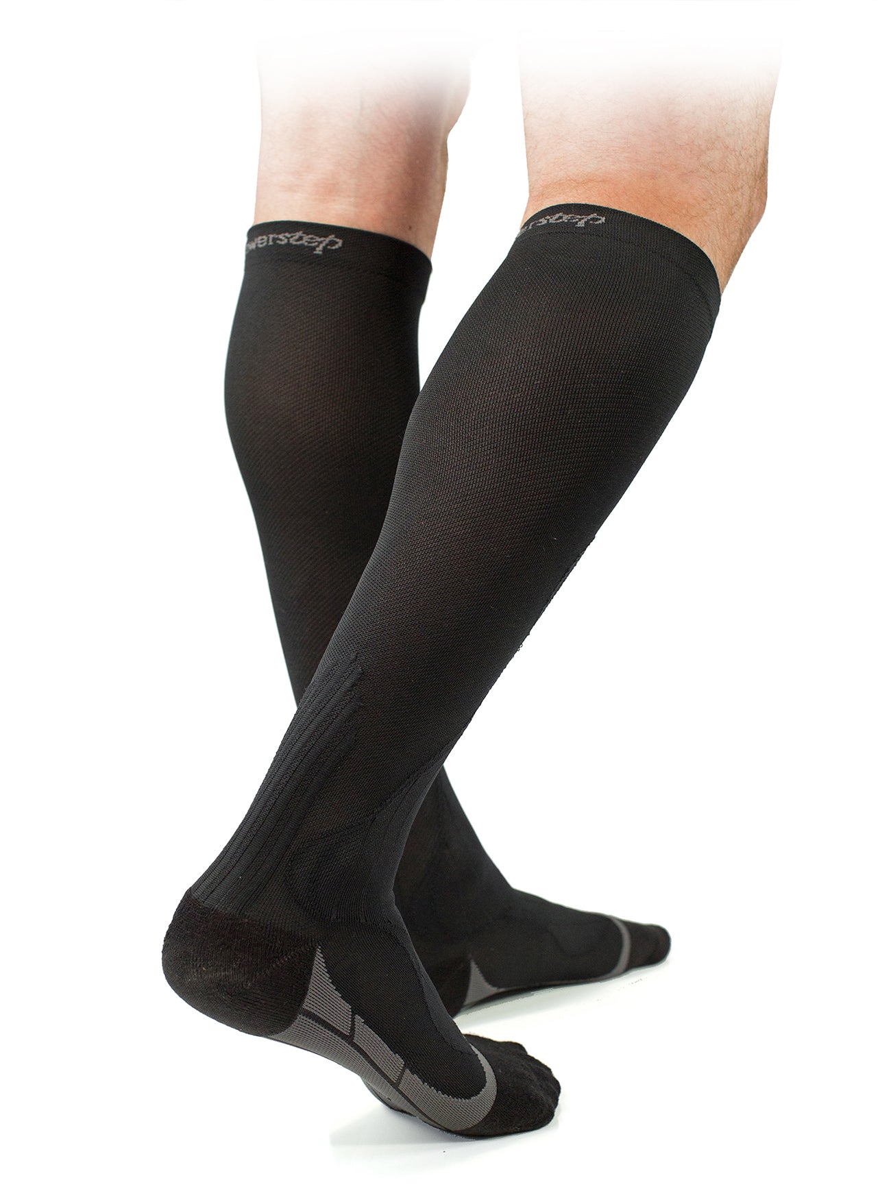 Powerstep G2 Compression Socks - Black and Gray Small : Men's 7 & Under